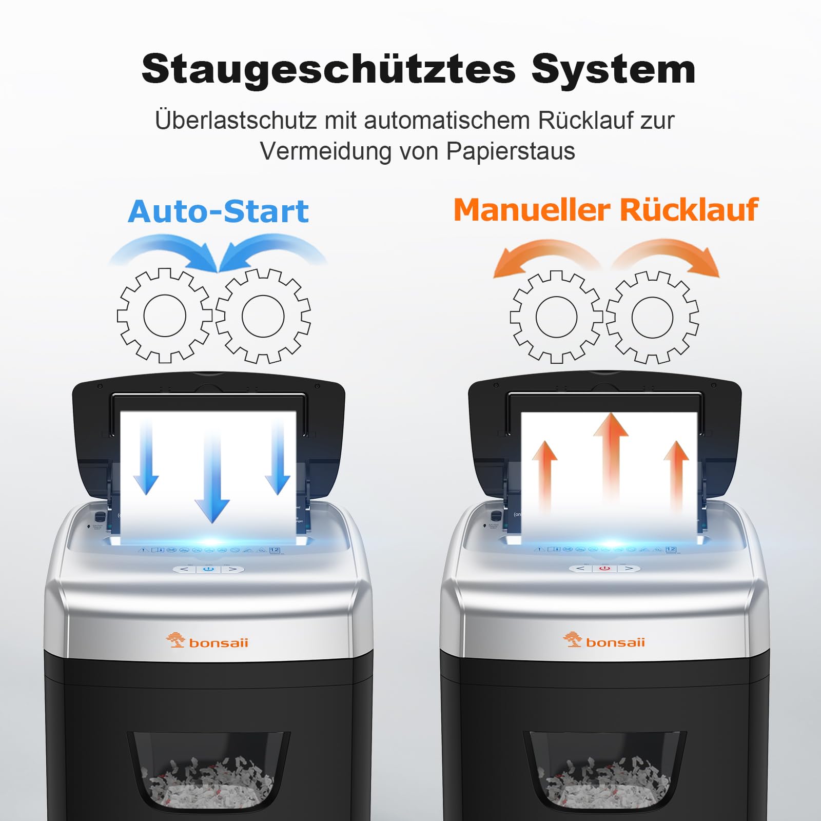 Bonsaii 120 Blatt Aktenvernichter mit Automatischem Einzug, P-4 Partikelschnitt, Extrem Leise mit 62dB, 23-Liter-Behälter und 4 Rädern, Autofeed-Mikroschnitt-Schredder für das Büro(C233-B)
