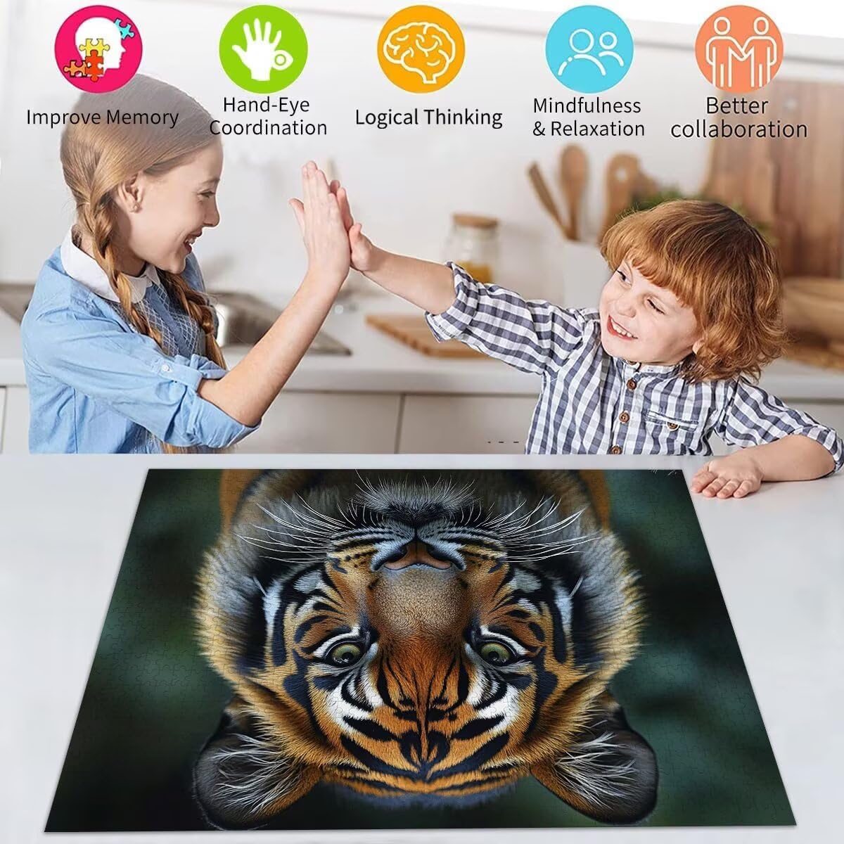 Puzzle dla dorosłych 3000 sztuk tygrys zwierzę klasyczne puzzle dla dorosłych i dzieci od 6 lat zabawki edukacyjne, najwyższej jakości tajemnica gra edukacyjna wyzwanie zabawka, na prezenty 81x122cm t
