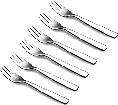 CAMRI Mini Cake Fork for Dessert, Pastry, Fruit & Salad, Stainless Steel Small Forks Pack of 6, 5.4 Inch, Cutlery Starter Forks for Home Kitchen & Restaurant (C4 – Set of 6)