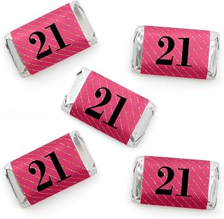 Finally 21 Girl - Mini Candy Bar Wrapper Stickers - 21st Birthday Party Small Favors - 40 Count