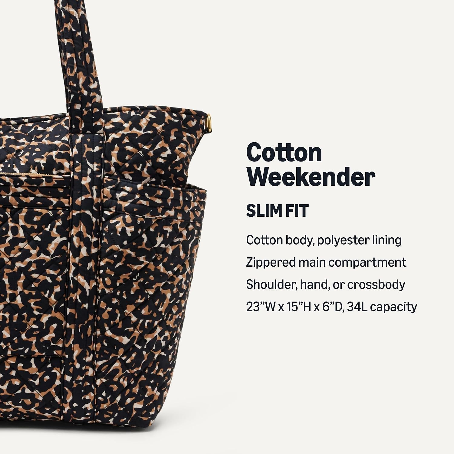 Amazon Essentials Women's Quilted Cotton Travel Tote Bag, Abstract Animal Print, One Size