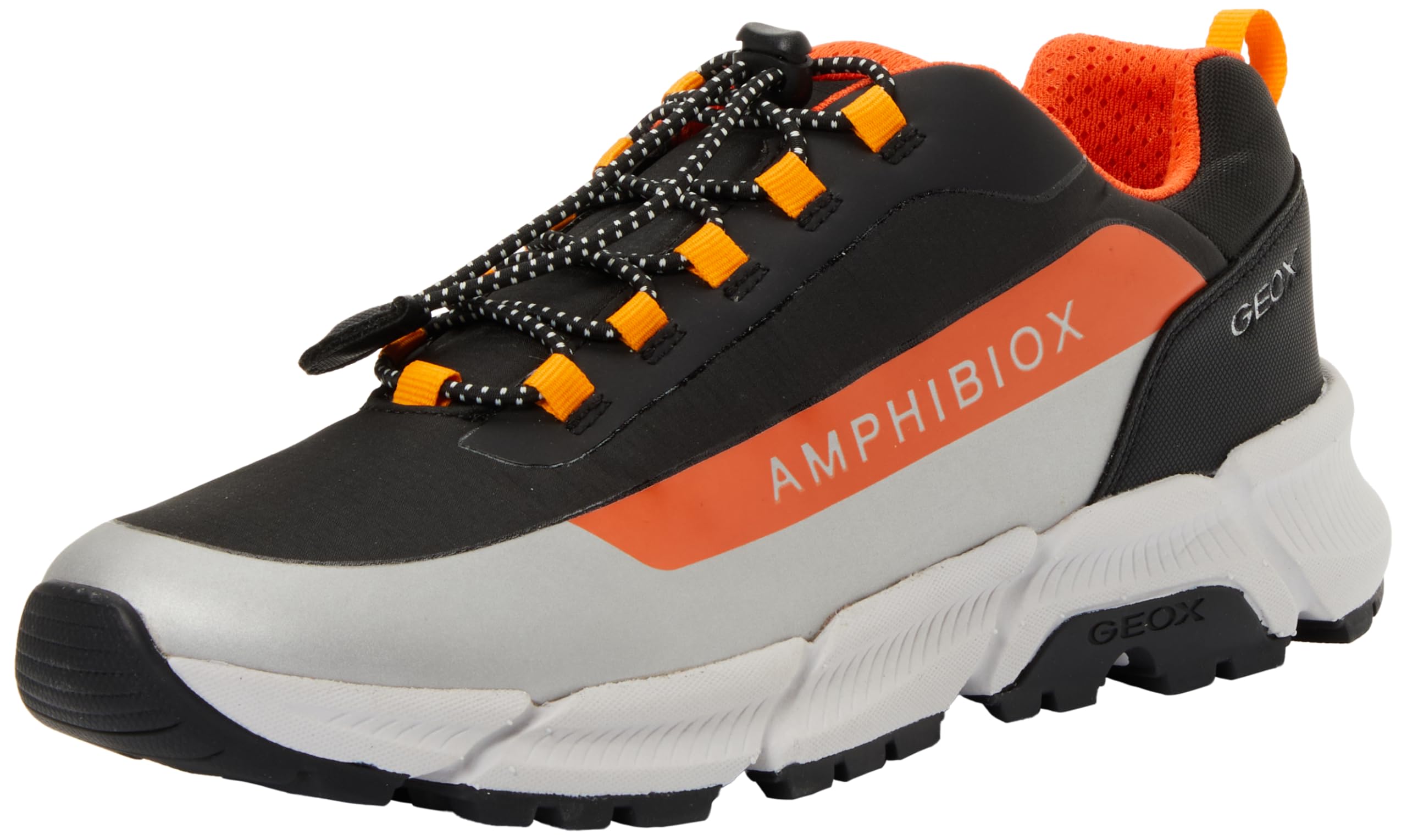 Geox J FLEXYPER Plus Boy Trainers, Black/Orange, 39 EU