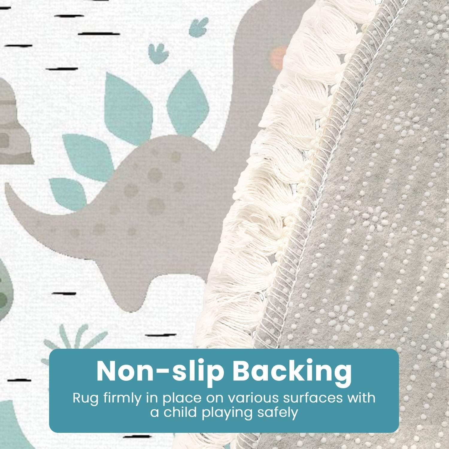 Round Rugs Dinosaur Baby boy Childish Sweet Dino with Palm and Cactus Boho Area Rug Linen and Cotton Carpet Meditation Rug Washable Hallway Runner Mat Accent Rug for Bedroom Bathroom 6ft