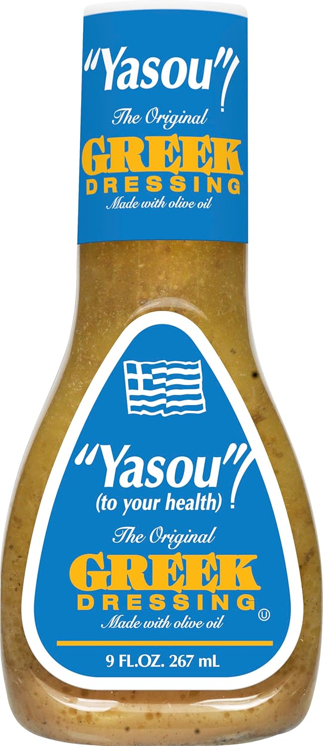 Yasou Greek Salad Dressing, Classic Mediterranean Flavor (Pack of 9)