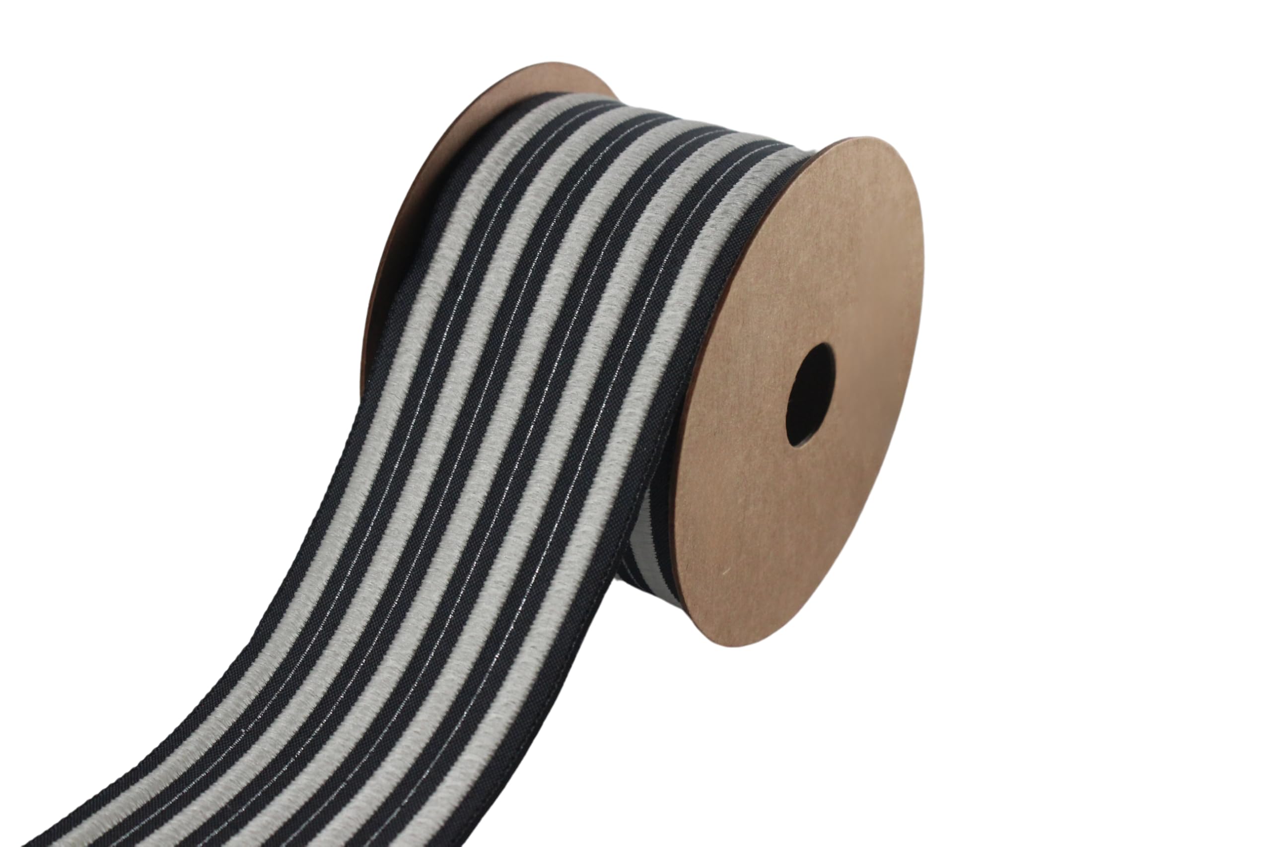 Ruban jacquard brodé haut de gamme gris et crème pour rideaux raffinés V3 209