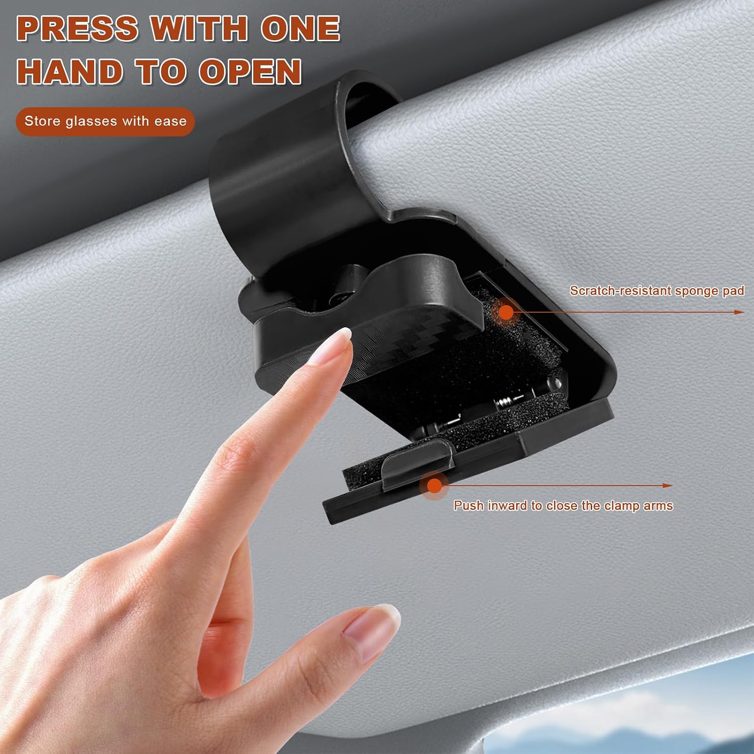 Car Sun Visor Sunglasses Holder, Quick Release Auto Visor Card Clip Eyeglasses Secure Lock, Universal Sunvisor Glasses Hanger Mount for SUV Truck Sedan, Car Accessories (Black) image 4