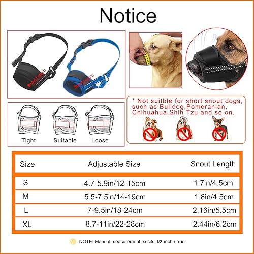 Vista 5 de Bozal para perro, bozal de malla transpirable para cachorro, bozal suave ajustable para perros grandes, medianos y pequeños, para morder, ladrar