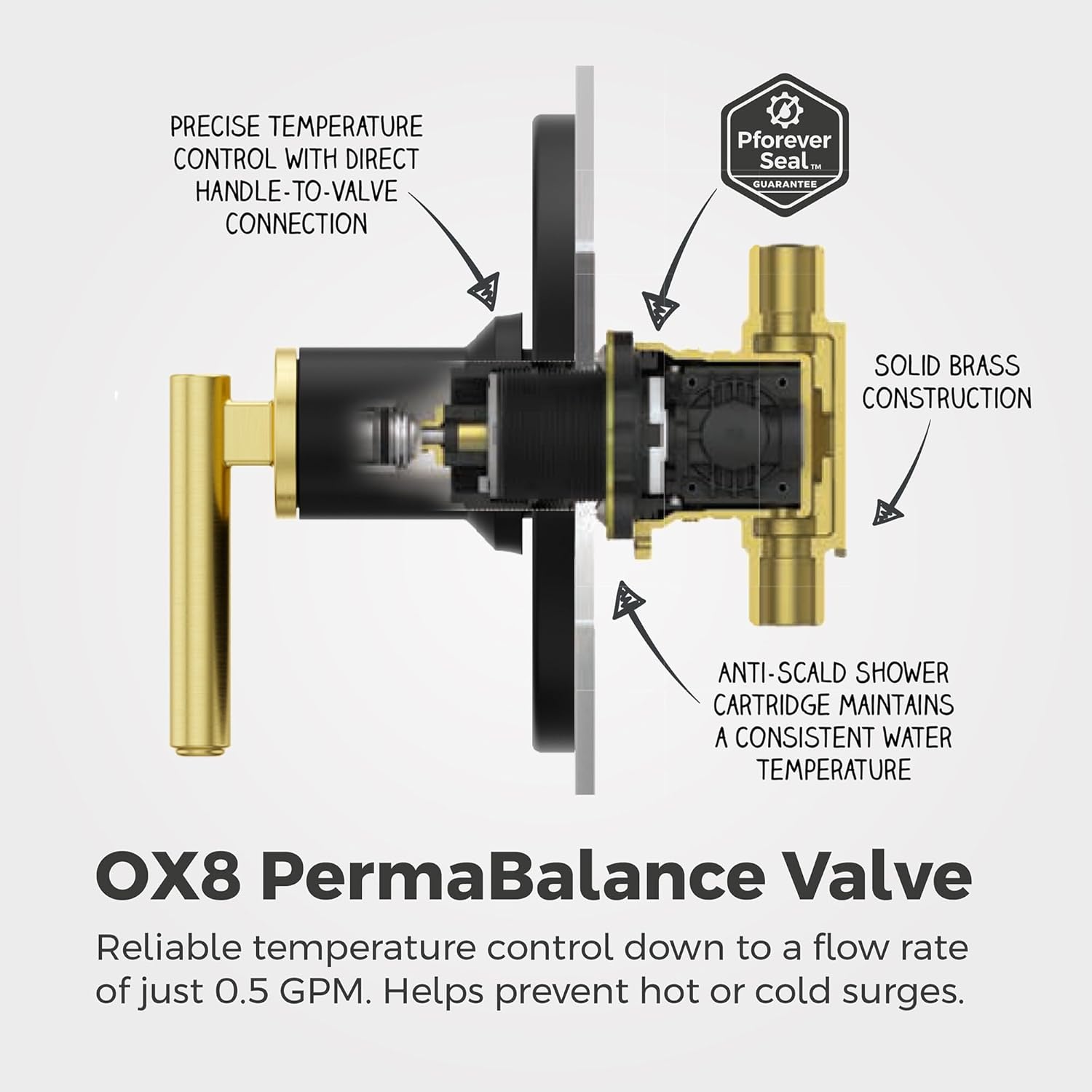 Pfister Capistrano Tub & Shower Trim with Valve in Matte Black and Brushed Gold