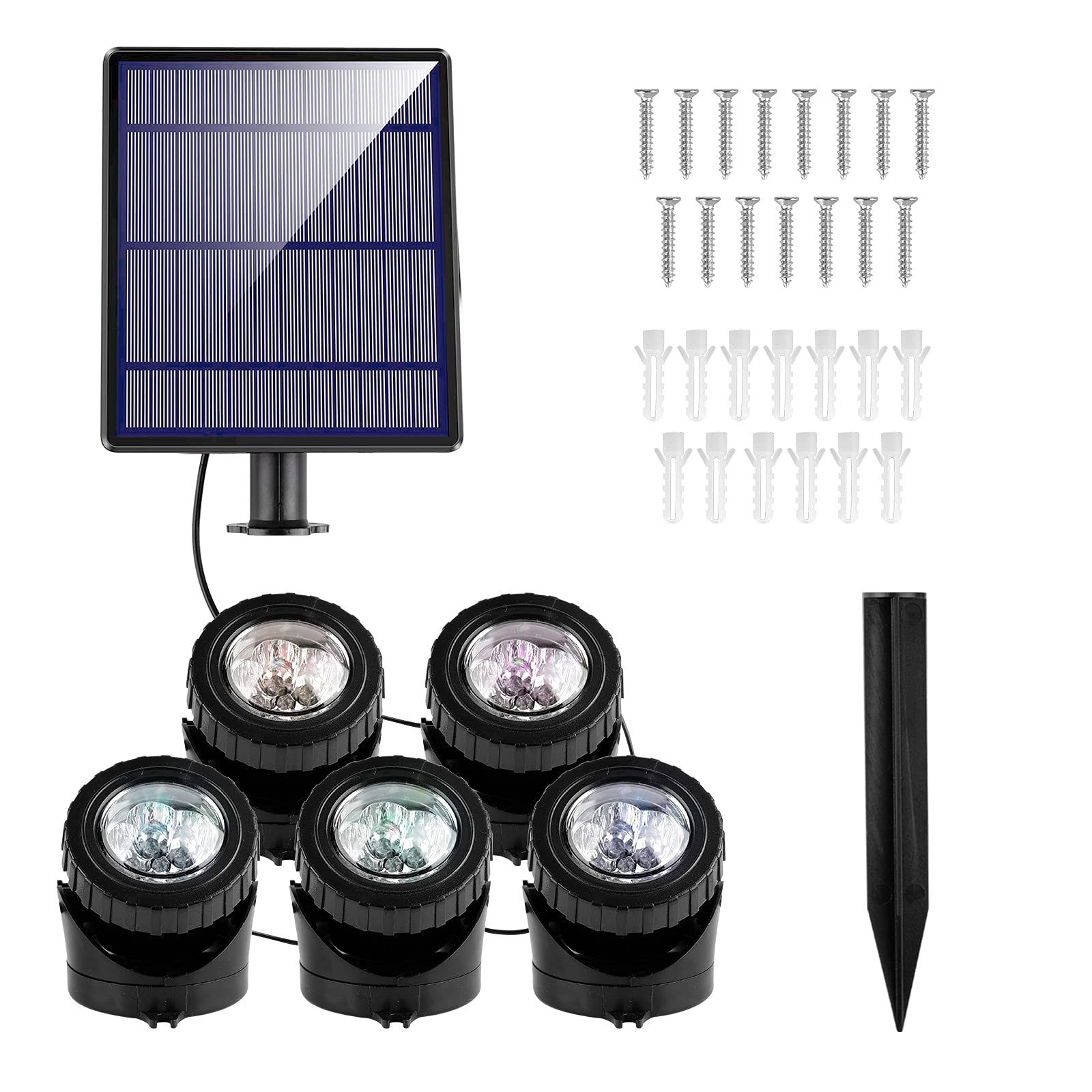 Illuminazione solare per laghetto, luce subacquea RGB, luce subacquea regolabile, cambia colore, IP68, impermeabile, 5 pezzi