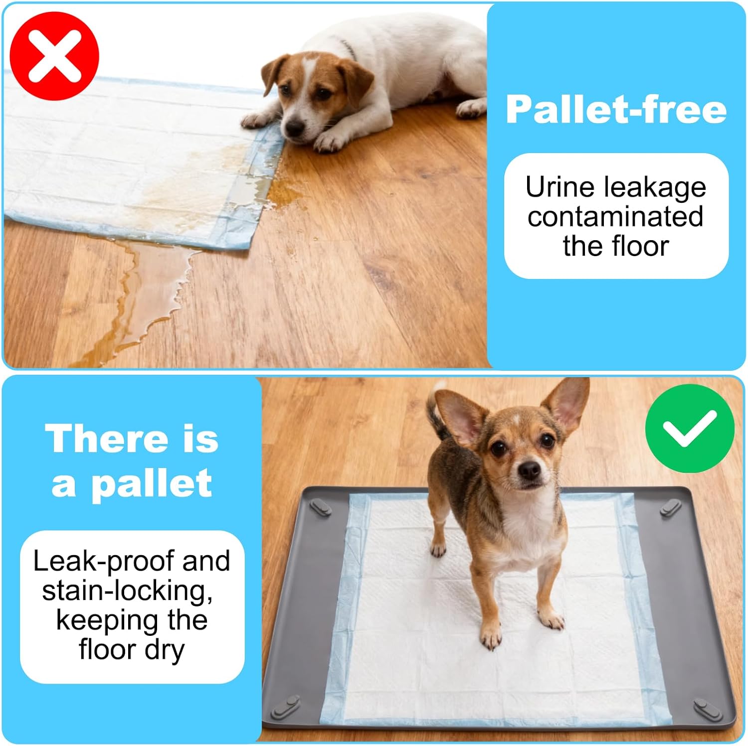 16in x 24in Dog Pee Pad Holder - Leak-Proof Non-Slip Indoor Tray, Fits Standard Puppy Pads, Ideal for Puppy Potty Training (S) - Image 7