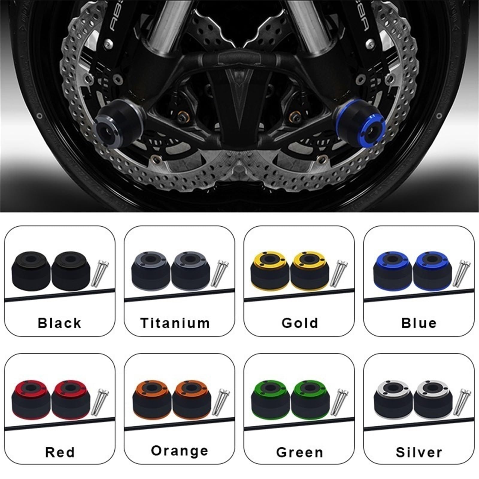 Osłona Podwozia Motocykla Pasuje do motocykla YAMAHA YZFR1 YZF-R1 R1M 2015-2021 CNC + POM Przednia tylna oś widelca Slider Pad ochronny Crash Płyta Podwozia Motocykla(One Pair Silver)