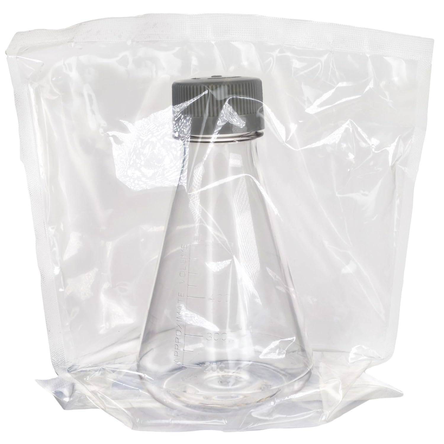 Eisco - Pack of 12, 500mL Sterile PETG Erlenmeyer Flasks, Vented, Flat Bottom, Lab-Grade, Gamma Sterilized, USP Class VI, Ideal for Cell Culture, Biopharmaceutical Processing, Chemical Storage