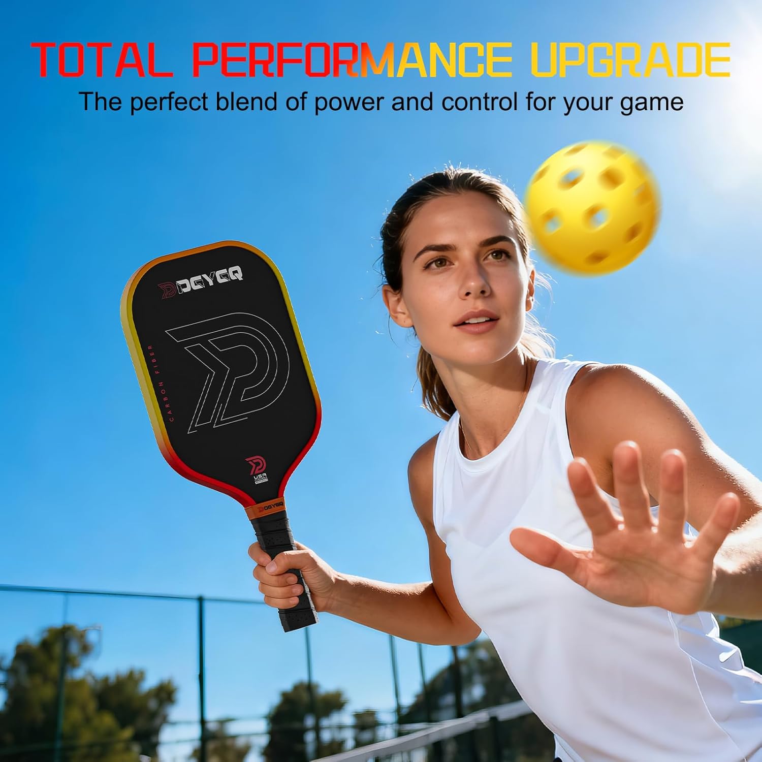 Pickleball Paddles, T700SC Power Carbon Fiber Pickleball Paddle with Polypropylene Honeycomb Core, Increased Power for Ultimate Spin & Consistency