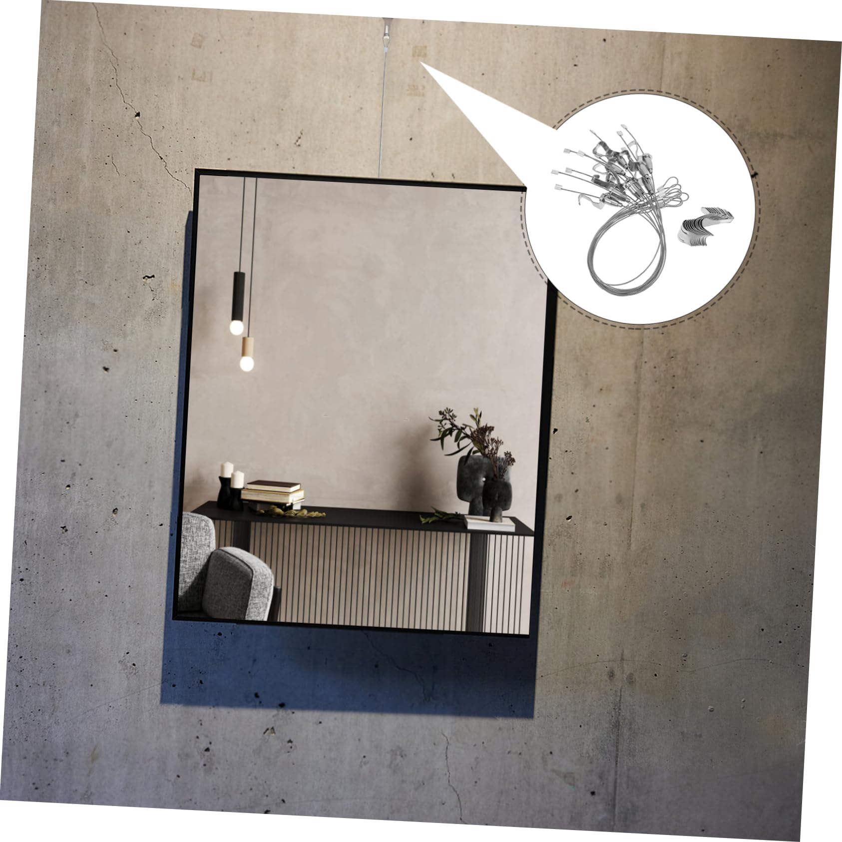 Kit 10 Set Ganci per Quadri in Acciaio Inox Regolabili, Filo Appendi Quadri Resistente Argento, Facile da Installare per Esposizioni Artistiche e Decorazioni Muro