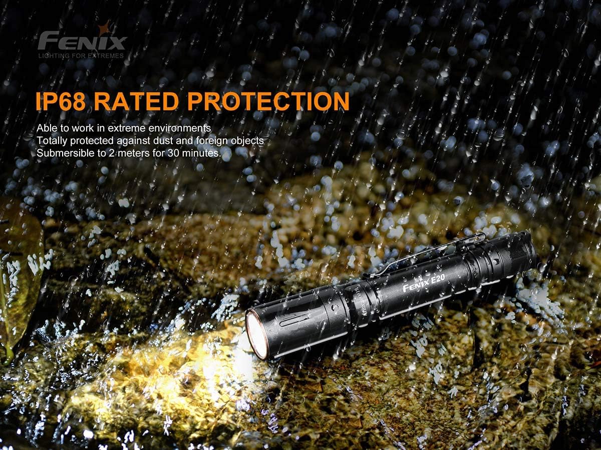 Fenix E20 V2.0 350 Lumens Flashlight with 4 Extra AA Batteries and a Lightjunction Battery Case