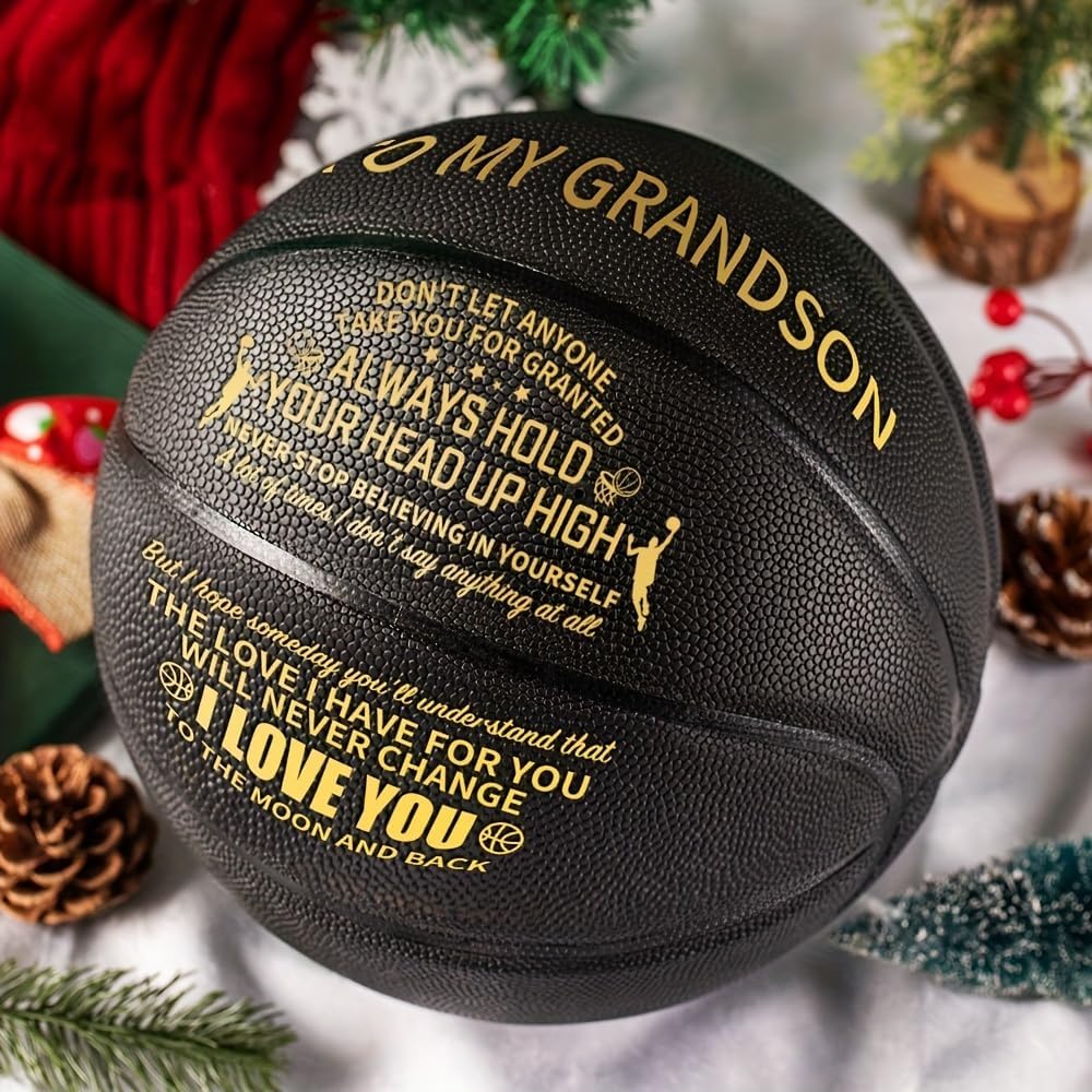 Valentines Day Gifts For Kids, Graduation Birthday Gifts For Grandson, Grandson From Grandparents, Engraved 29.5" Basketball Size 7, Gifts For Teen Boys, Gifts For Him, Mens Valentines Day Gifts