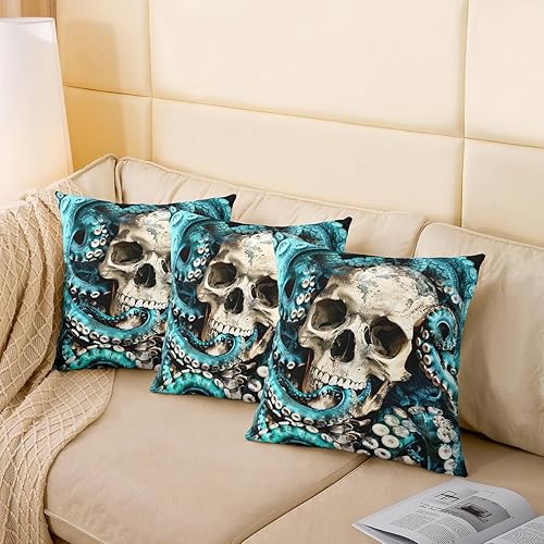 Miniatura 4 de Juego de 2 fundas de almohada de pulpo funda de cojín Ocean Kraken para decoración del hogar sala de estar tentáculos reversibles con estampado de