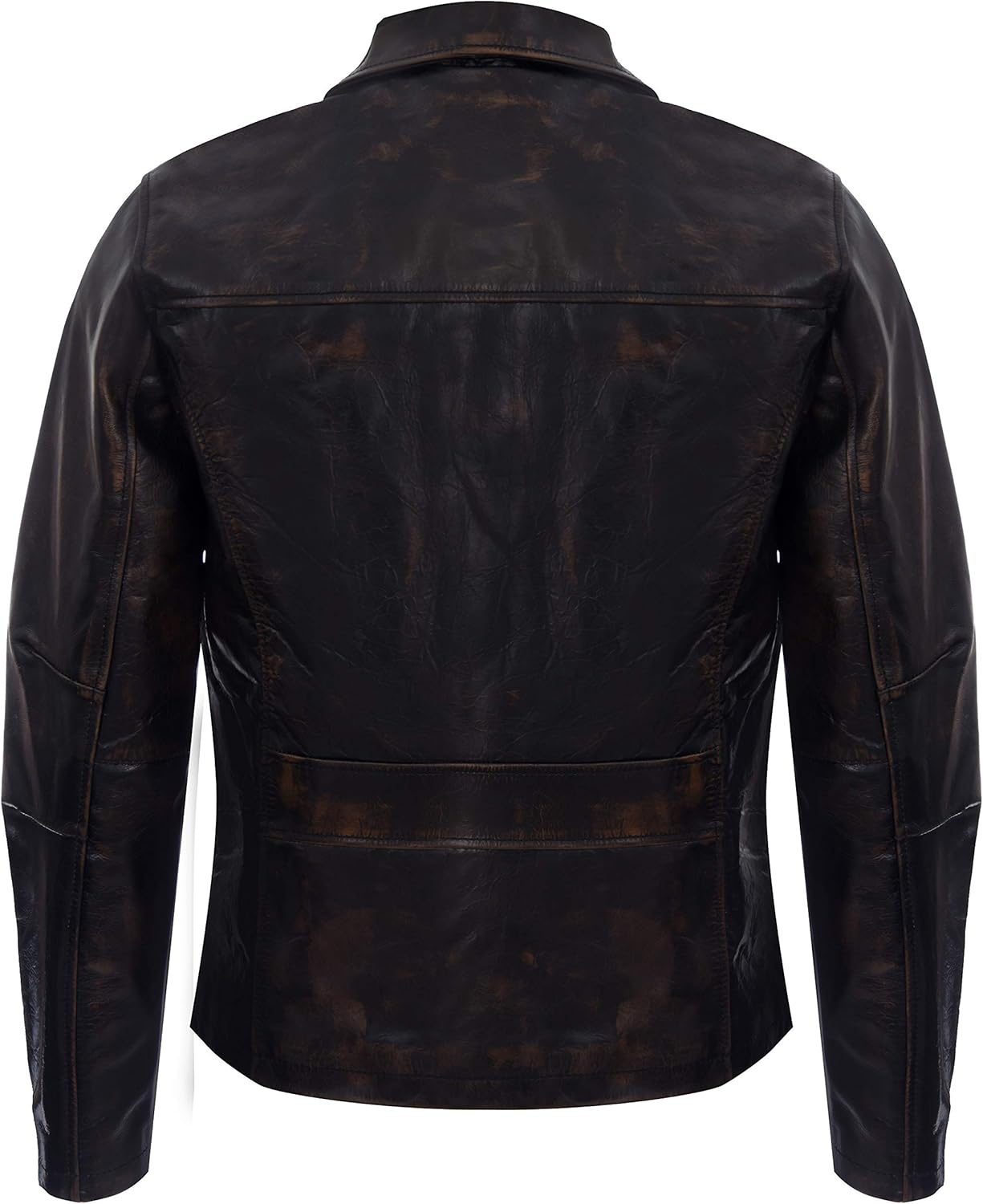 Men's Vintage Faded Brown Leather Harrington Jacket