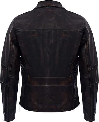 Men's Vintage Faded Brown Leather Harrington Jacket