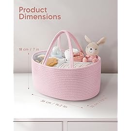 Maliton Baby Diaper Caddy Organizer, Cotton Rope Diaper Caddy Basket, Large Storage Basket for Newborn Boys and Girls, Gift for Baby Shower List, Newborn Essentials