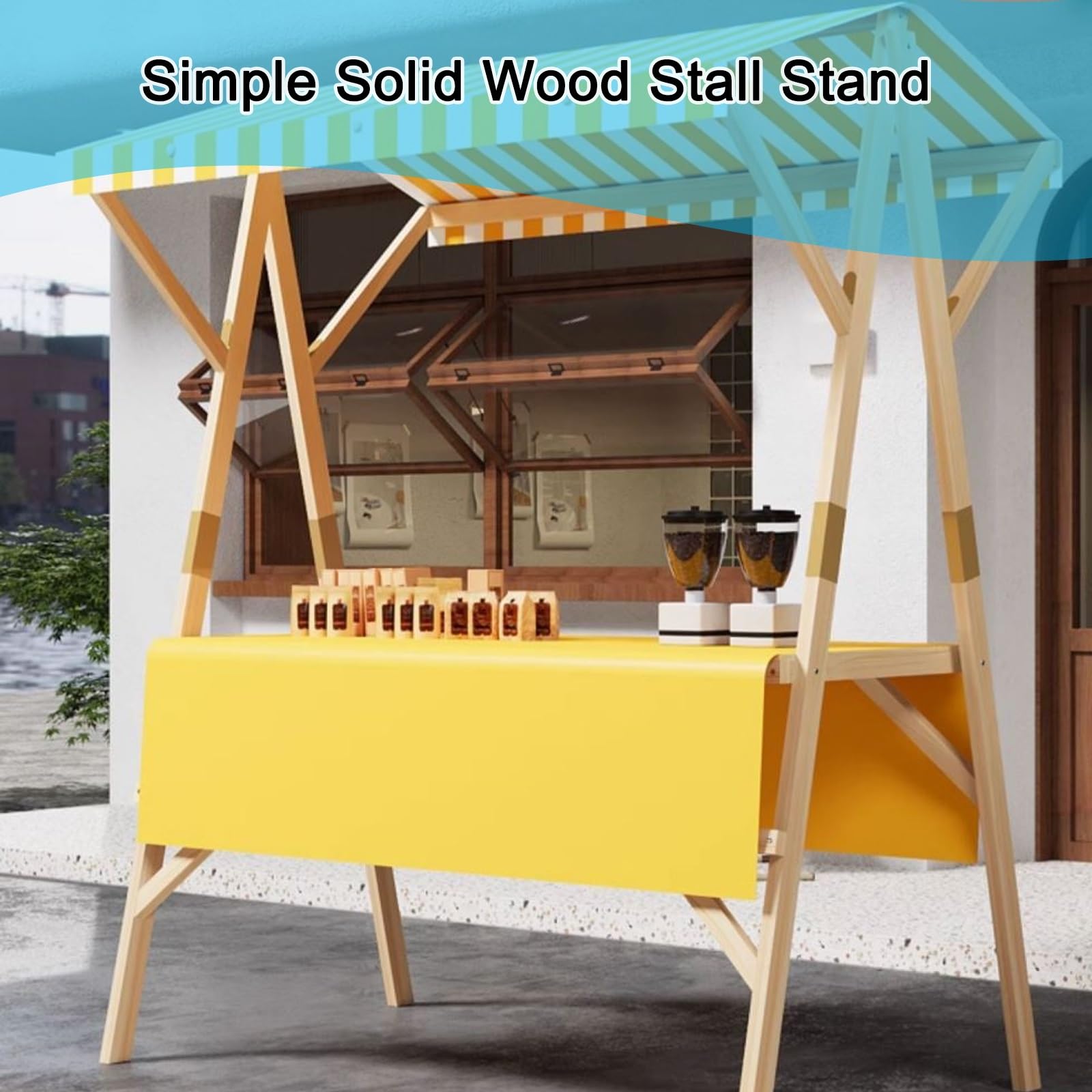 Generisch Verkaufsstand-Kioskwagen mit Überdachung – Süßwaren- und Dessertwagen aus Holz für EIS, Spielzeug, Snacks – Ideal für Straßenmärkte und Veranstaltungen