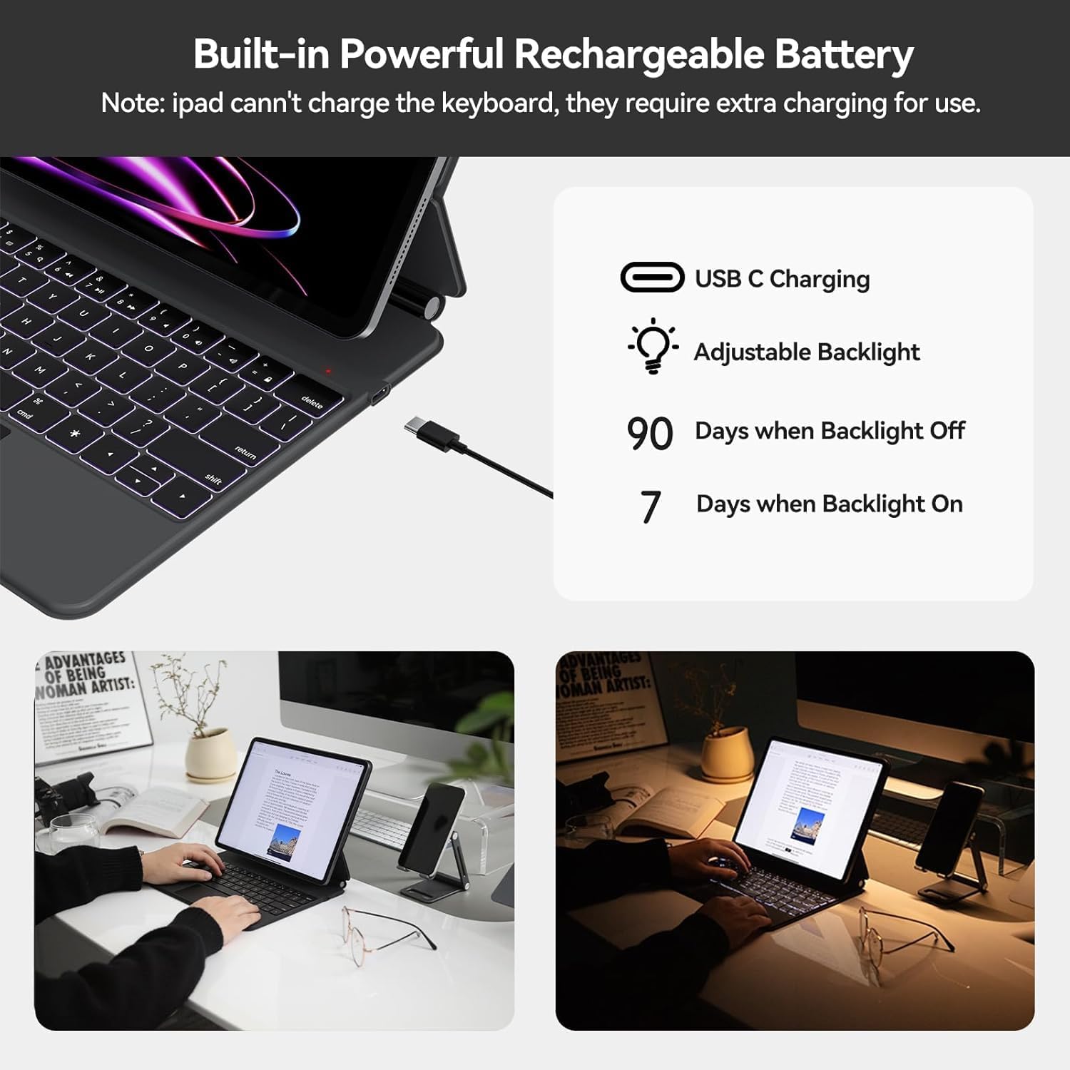 atdaraz iPad Pro 12.9 inch (3/4/5/6th Gen) Magic Keyboard, Easy