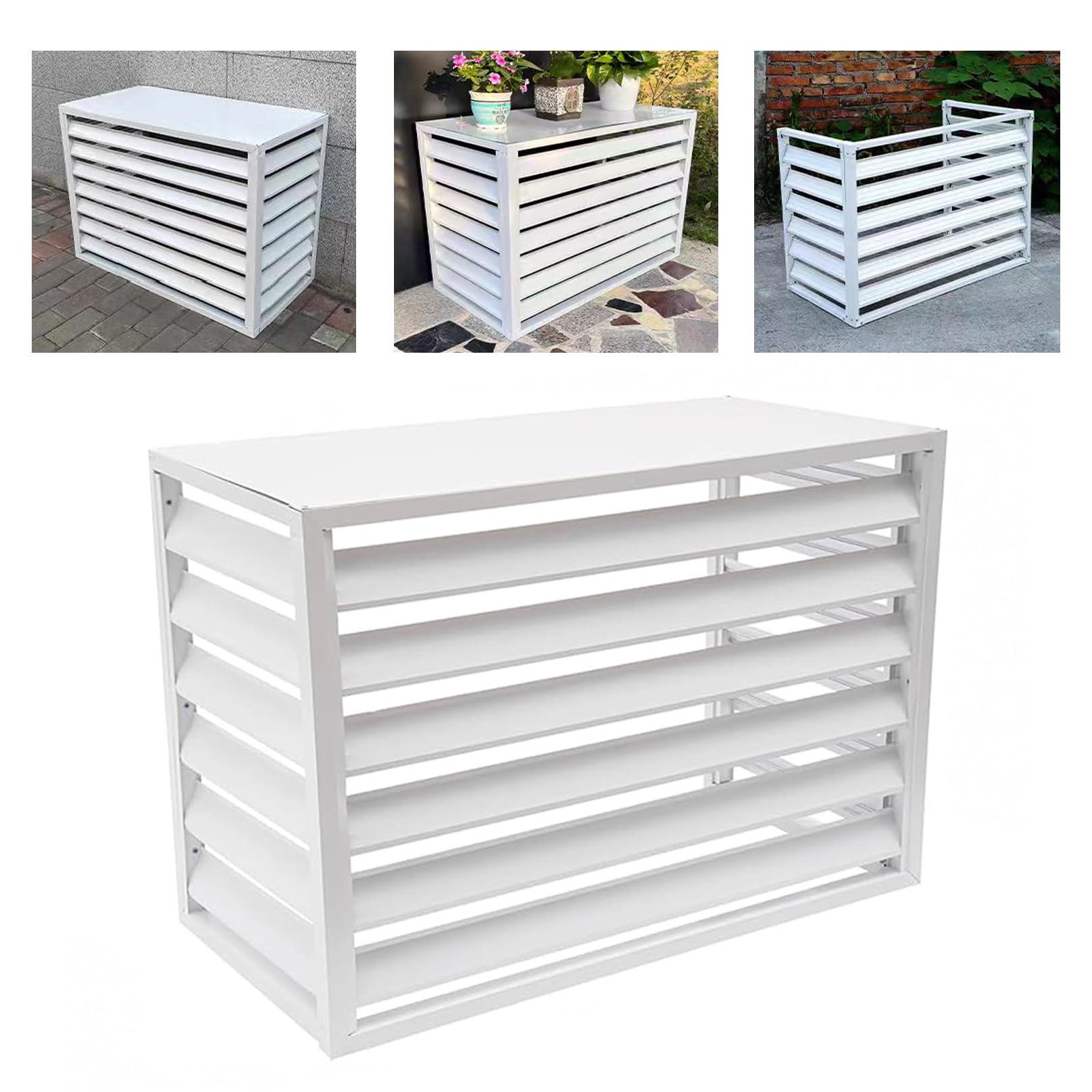 unmjgybc Air Conditioner Fence Freestanding Louvered Space, Anti-Theft Sturdy Aluminum AC Condenser Cover, Corrosion and UV Resistant Surface, Suitable for Heat Pumps 100×70×50(1.5P)