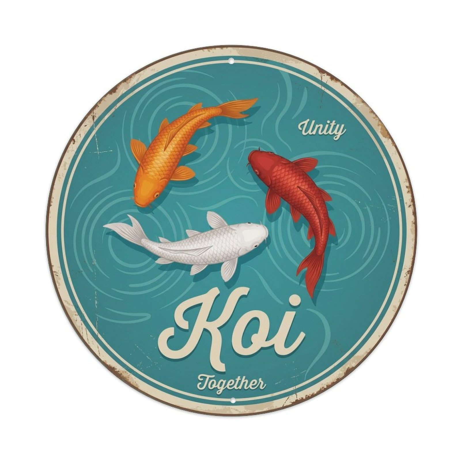 Koi Fish Unity Together Bond Waters Connection Harmony Metal Tin Sign