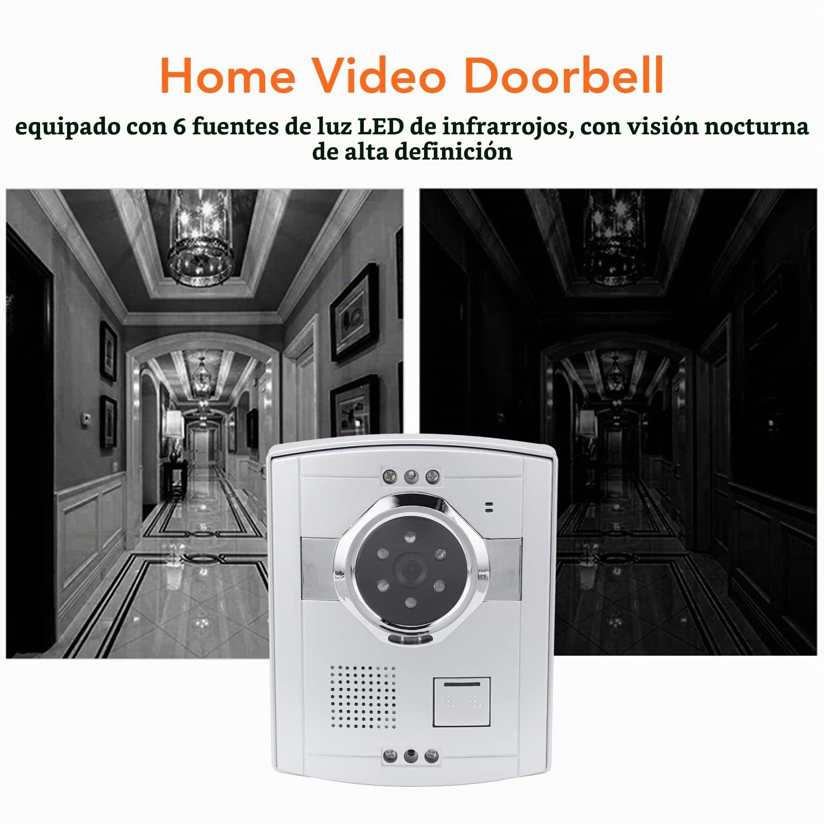 7 Pulgadas Videoportero Con Cable Kit Visión Nocturna Intercomunicador 2 Vías Sistema Timbre Video Sistemas De Seguridad Para Oficina Apartamento Villa AC100‑240v(EU Plug-Blanco)