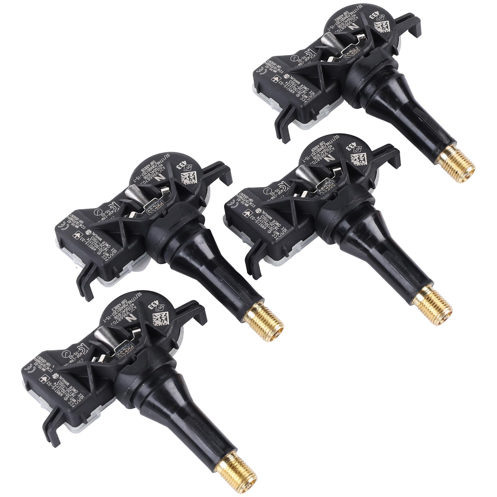 4x Sensore pressione pneumatici per Espace 5 Kadjar Scénic 4 Talisman Leaf Micra K14 Qashqai Granta Sistema di monitoraggio pressione pneumatici Numero di parte 407004CB0B 407004CB0A