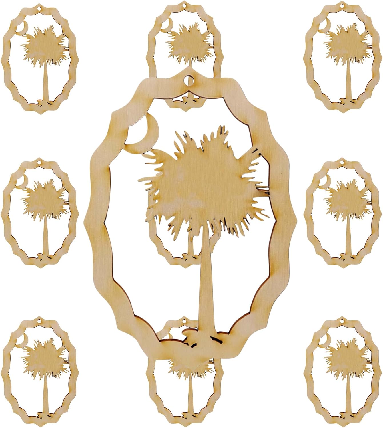 10PK Palm and Moon Ornament, Personalized Beach Themed Gifts, Souvenirs, Christmas Ornaments, Unique Beach Lover Gifts