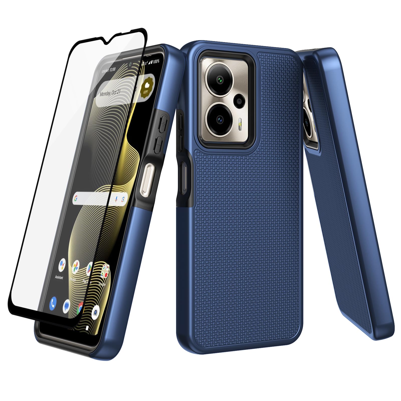 Ailiber for Cricket Outlast 5G 2024 Phone Case, Motivate Pro 5G Case with Screen Protector, Dual Layer Shockproof, Silicone Bumper Non Slip Back,