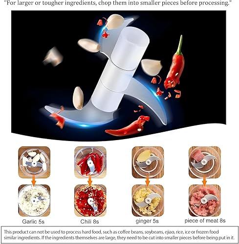 Miniatura 5 de Mini picador eléctrico de verduras, picador de alimentos, rebanador de ajos, para ensalada, lechuga, cebolla, triturador de chile, picador de