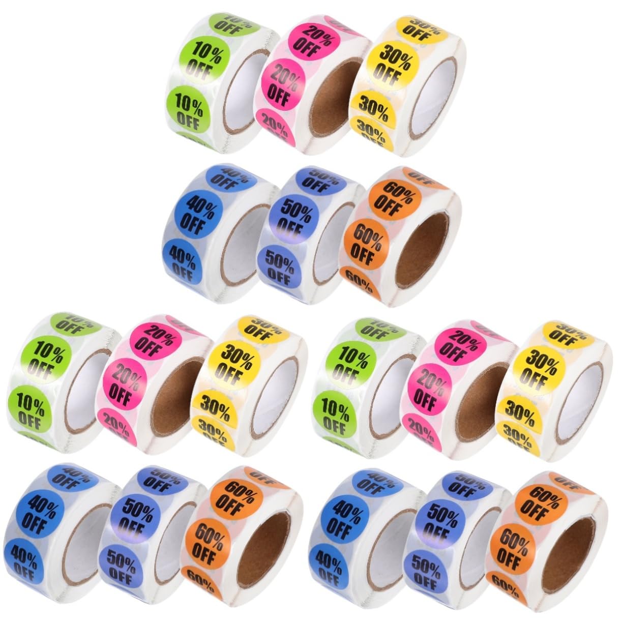 TEHAUX 3 Ensembles Etiquettes Autocollantes Étiquettes Autocollantes Autocollants Nombre Cercle Rond Étiquettes D'étiquette De Magasin De Détail Étiquette De Stickers 6 Rouleaux*3