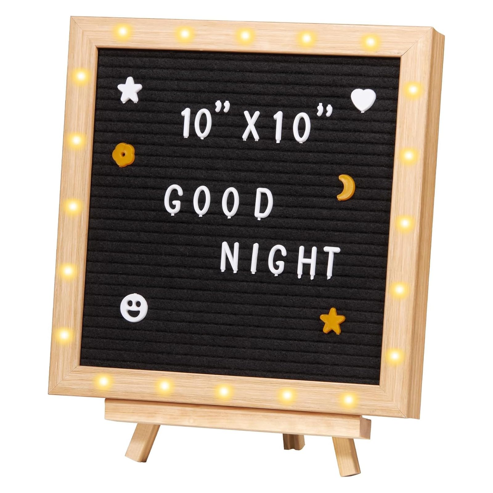 Tableau À Lettres en Feutrine Noire, Lettres Modulables Et Lumineuses (10 X 10 Cm) - Support Ajustable pour Menus, Annonces De Grossesse, De Naissance, Mariages Et Organisation De Fêtes