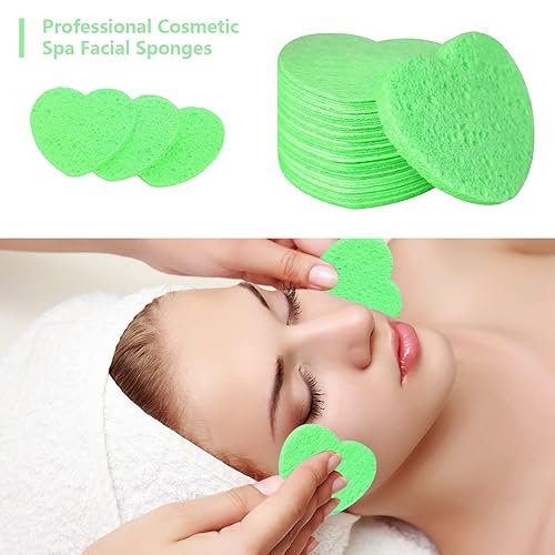 Miniatura 6 de Esponjas faciales comprimidas de celulosa natural, esponja facial con forma de corazón, esponja facial para limpieza facial, exfoliación y