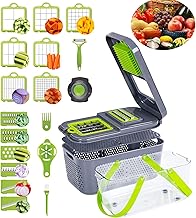 MINGPINHUIUS 22-in-1 Vegetable Chopper Multifunctional Food Chopper with 13 Blades, Onion Mincer Chopper, Food Chopper Slicer Dicer Cutter with Container