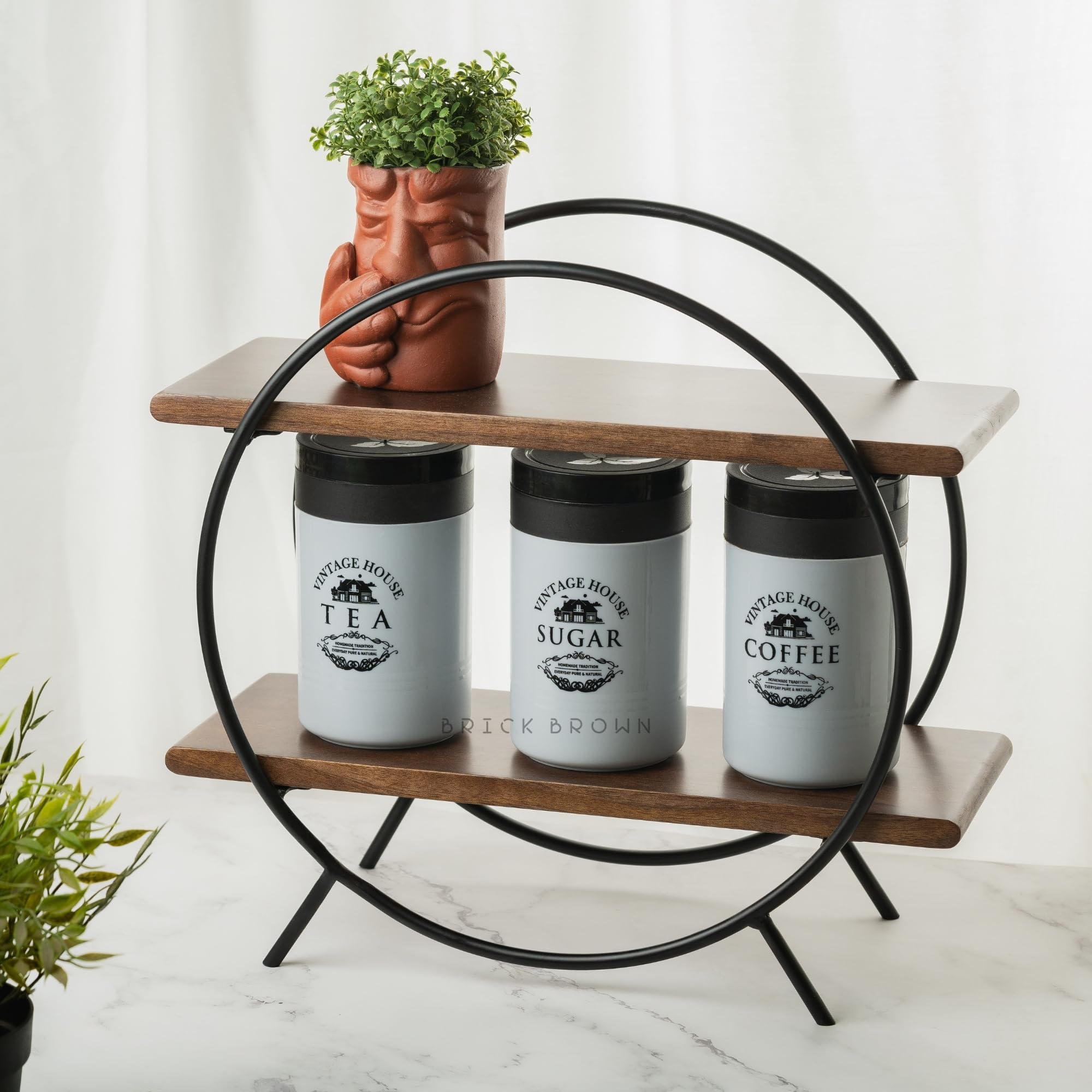 Brick Brown ® Premium Circular Home and Kitchen Organizer Rack/Storage Shelves/Spice Shelf/Spice Rack Wooden Organiser Countertop & Tabletop for Office, Bedroom | 40.5 x 16.5 x 36.8 cm (Grey Wash) (B0D4999FS8) Amazon Price History, Amazon Price Tracker
