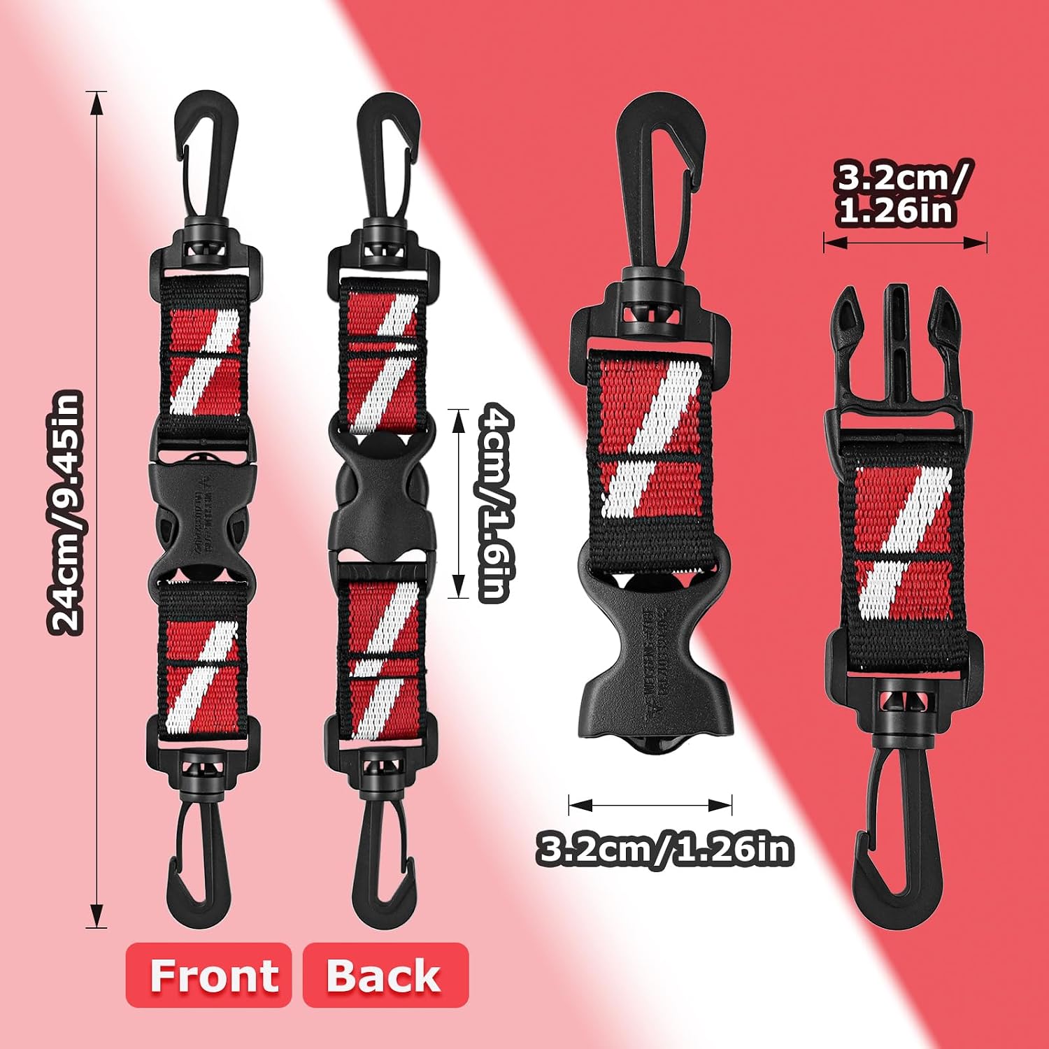 2Pack Scuba Lanyard Clip with Dual Plastic Clips