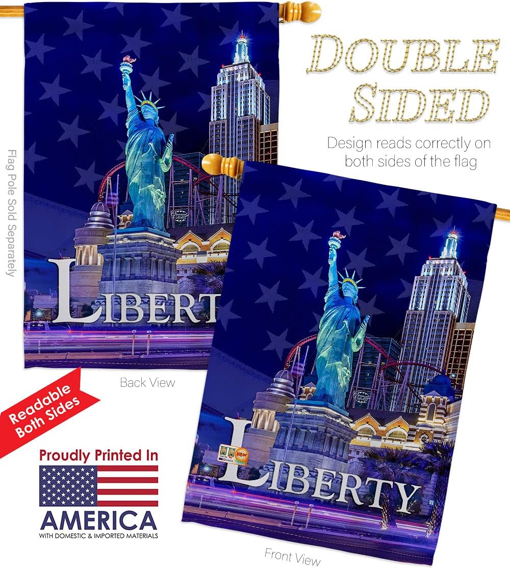 Freedom of Liberty Garden House Flags Set Americana Star and Stripes Patriotism Independence Memorial United State American Small Decorative Gift Yard Banner Double-Sided Made In USA 28 X 40