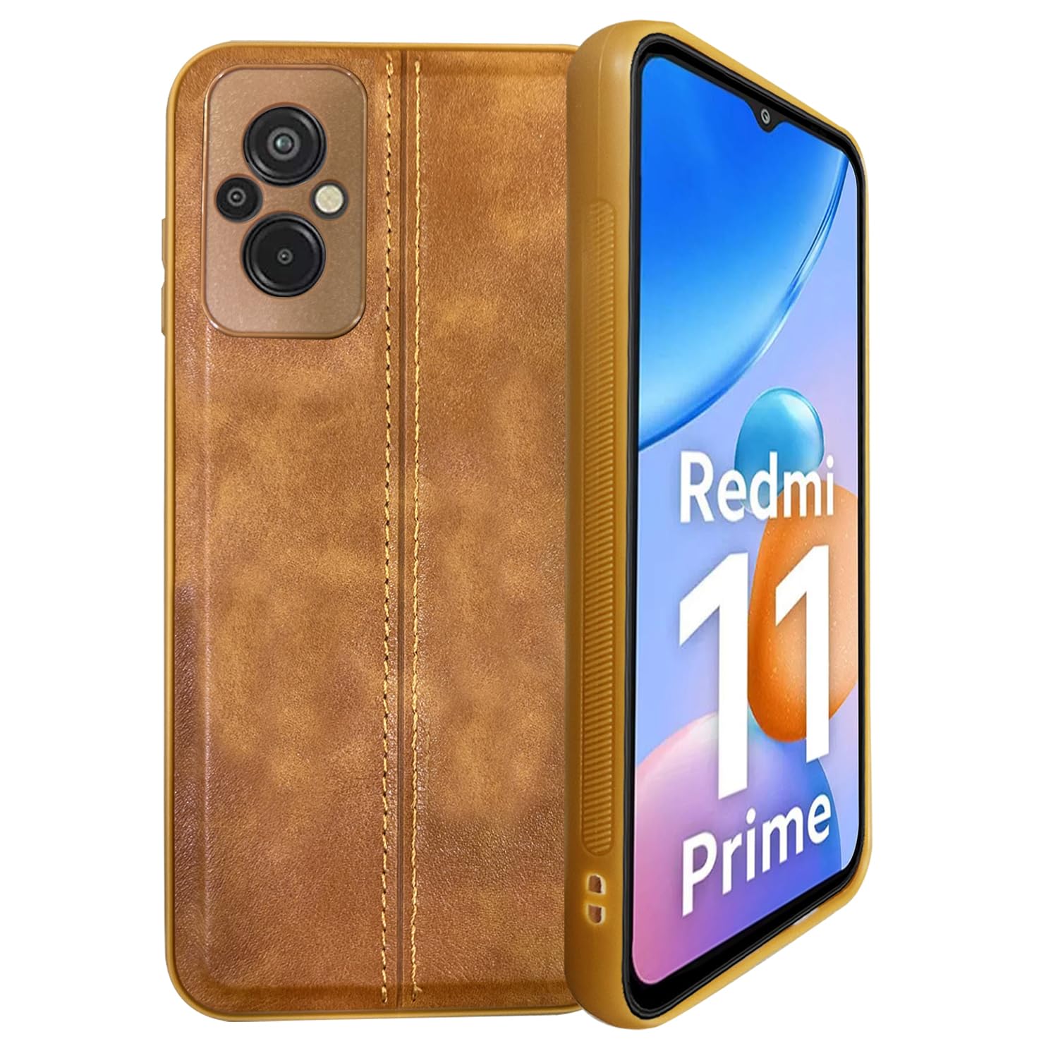 A rtistque Premium Thread Leather Back Cover Case for Redmi 11 Prime 4G | Drop Protection | Smooth Grip | Raised Camera Edges | Redmi 11 Prime 4G Back Cover - Brown (B0CDCG8R3T) Amazon Price History, Amazon Price Tracker