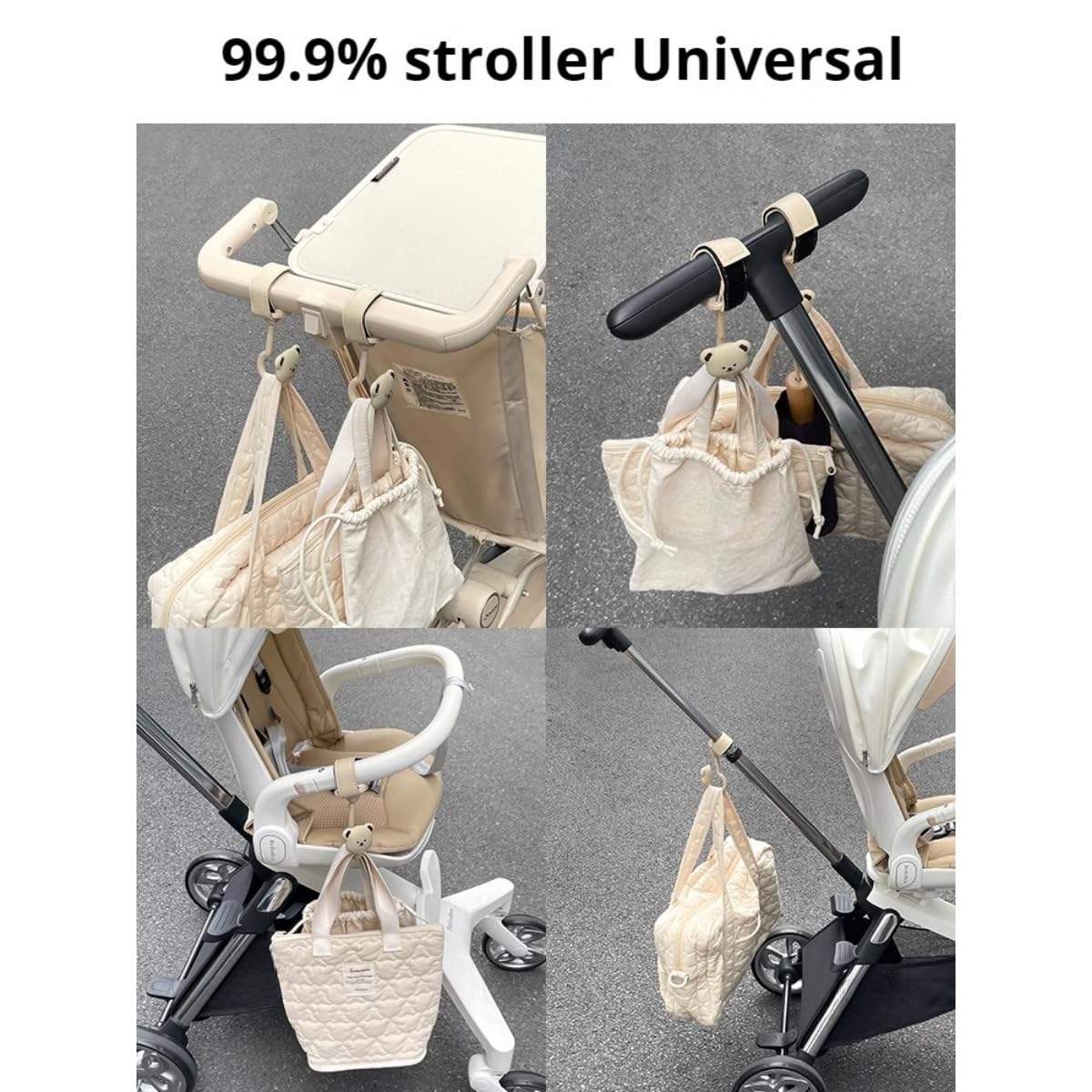 Lot de 2 crochets mignons pour accrocher des sacs à langer et des accessoires de poussette – Grands mousquetons (rose)