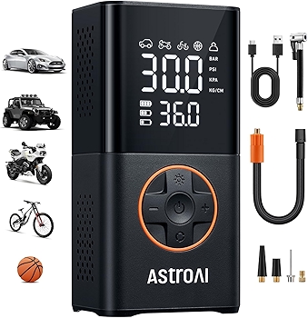 AstroAI Cordless Tire Inflator with Digital Display and LED Lights