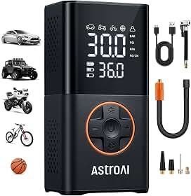 AstroAI Compressor de Ar Portátil L7 para Carro, Inflador de Pneus, Bomba de Ar para Carro, Bomba de Ar Automática de 150 PSI 12 V com Medidor Digital