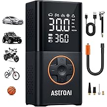 AstroAI L7 Tire Inflator Portable Air Compressor Cordless Mini Bike Pump with Digital Dual Values Display, 150 PSI Car Tires Air Pump with LED Lights&Pressure Gauge for Auto, Motorcycles, Bikes, Balls