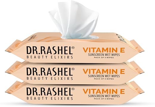 DR.RASHEL Vitamin E Sunscreen Wipes | SPF 15 Sun Protection | With Vitamin E | Moisturizing &amp; Nourishing | UV Protection W...