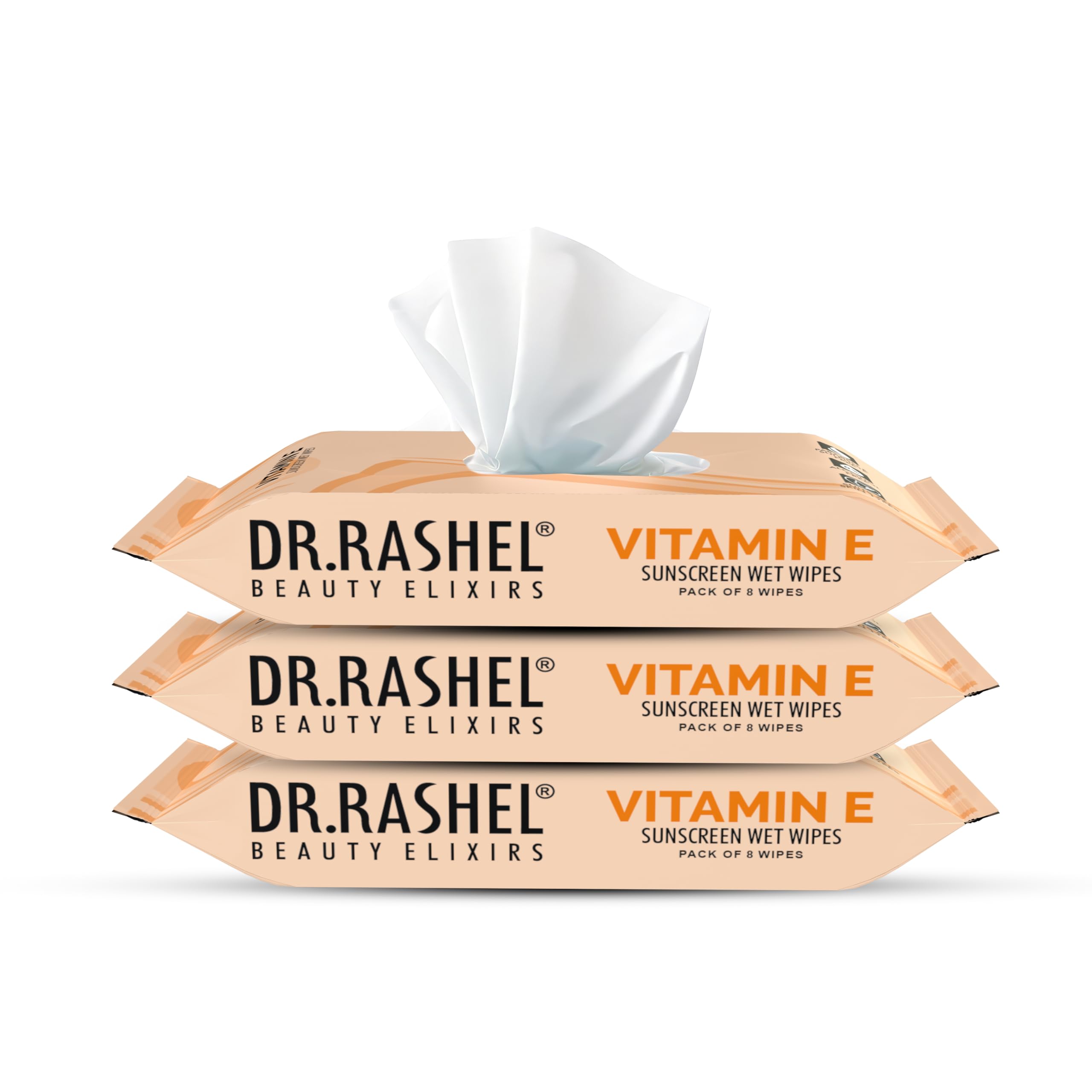 Vitamin E Sunscreen Wipes | SPF 15 Sun Protection | With Vitamin E | Moisturizing & Nourishing | UV Protection Wipes | Travel-Friendly & Portable | For Face & Skin | 8 Each | Pack of 3