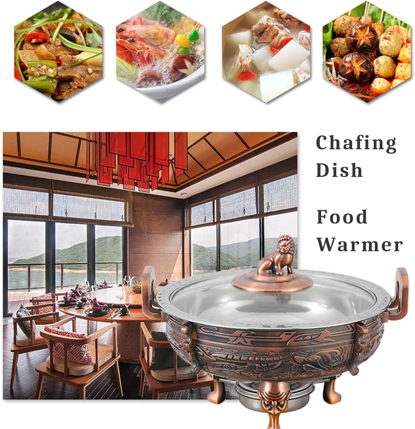 2/4 Pack Chafing Dishes & Food WarmersRound Chafer Catering Buffet Server Set with Food Pan and Fuel Holdersfor Kitchen Party Dining Buffet,4 Pack