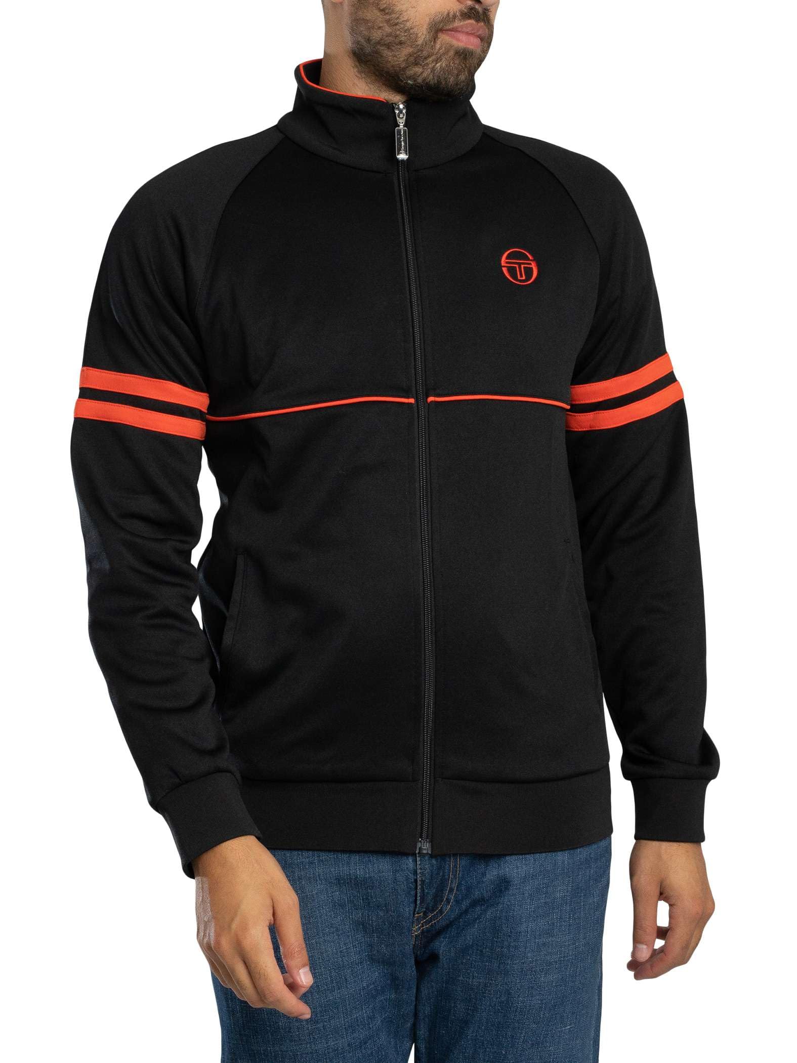 Sergio Tacchini Men's Black/Tangerine Tango Orion Track Jacket, S