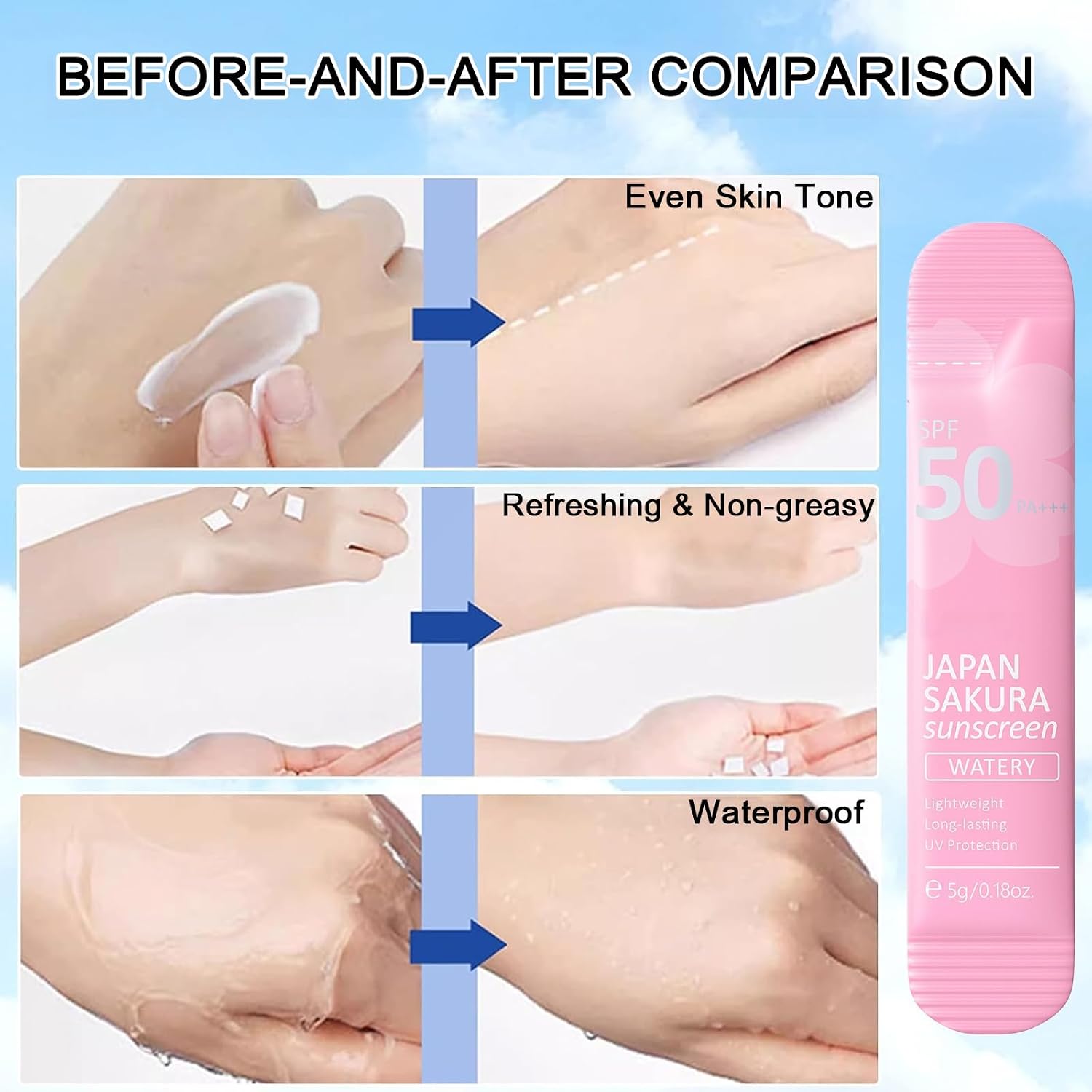 Mini Sunscreen SPF 50+, 21Pcs Moisturizing Travel Sunscreen Bulk for Face & Body, Watery Light Texture, Travel Size Samples, Summer Beach Vacation Essentials
